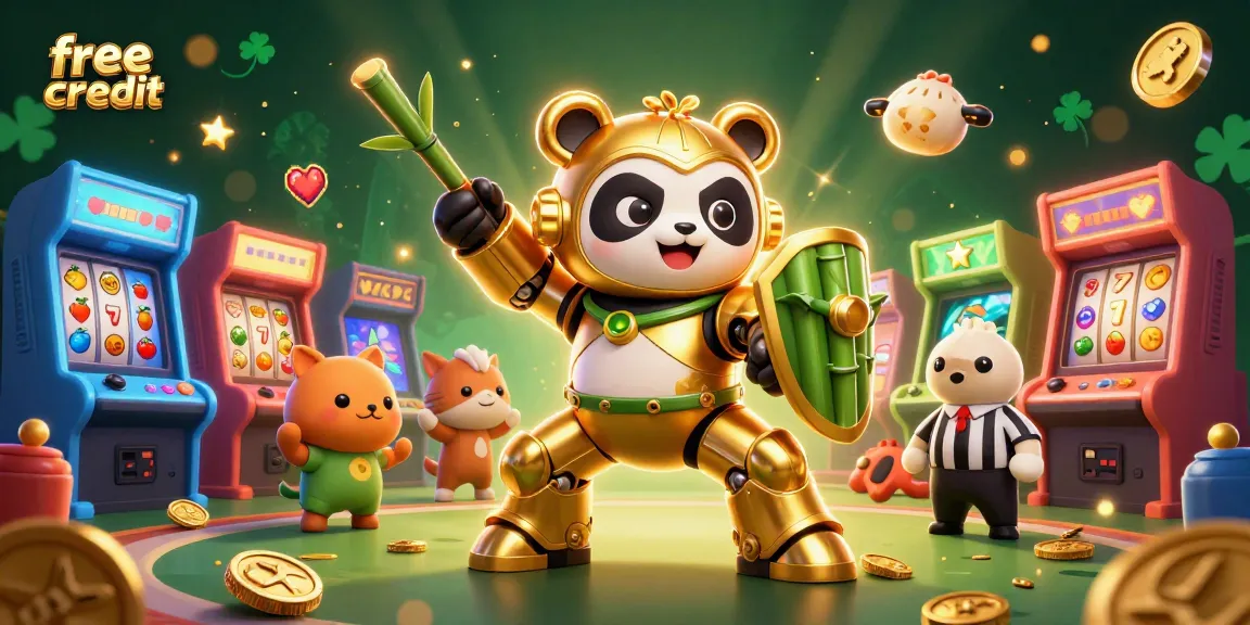 Enjoy free credit offers in a vibrant 3D casino environment with dynamic gaming elements.