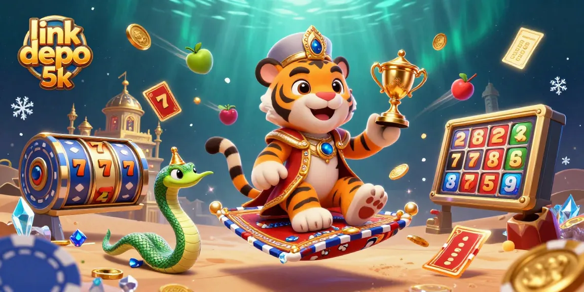 Join the excitement with link depo 5k navigating a magical jackpot adventure in an Arabian-themed casino.