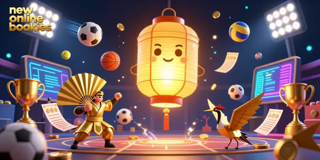 Experience dynamic betting action with new online bookies, featuring 3D sports elements and vibrant characters.