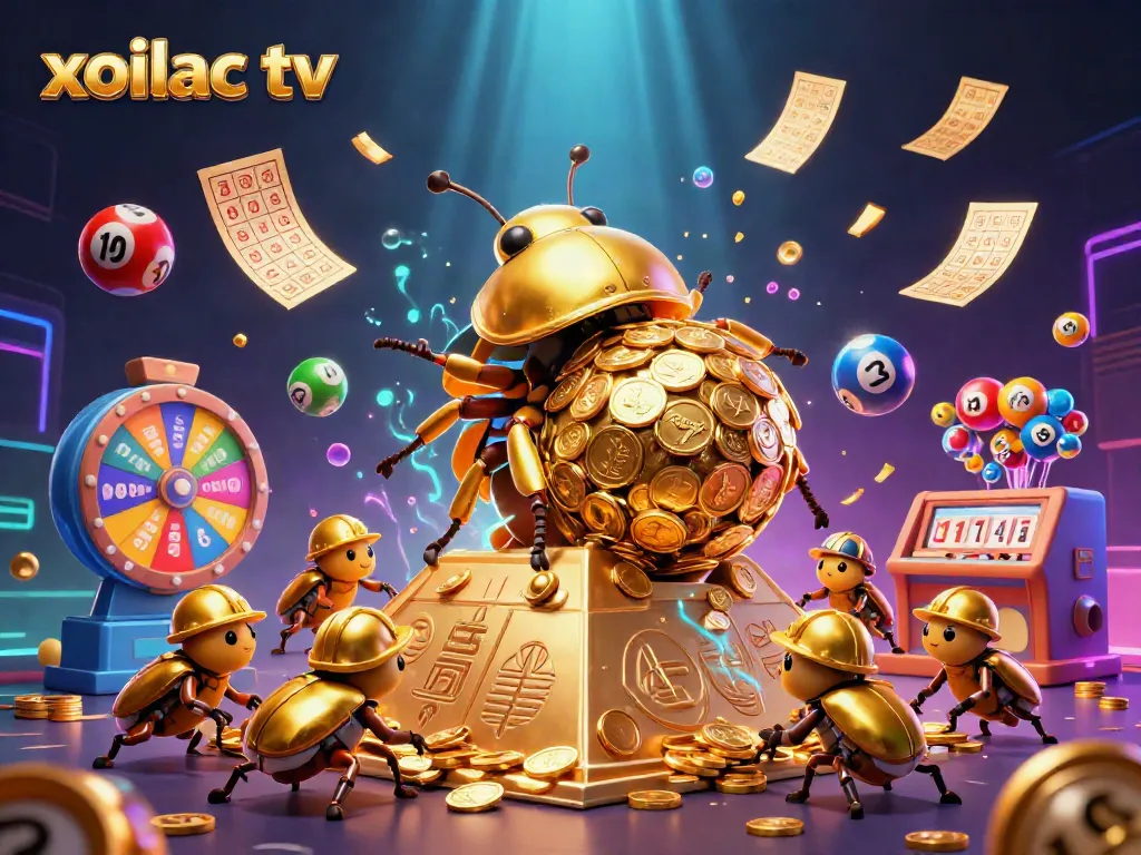 Experience the thrill of gaming with xoilac tv's vibrant and exciting casino illustration featuring golden coin elements.