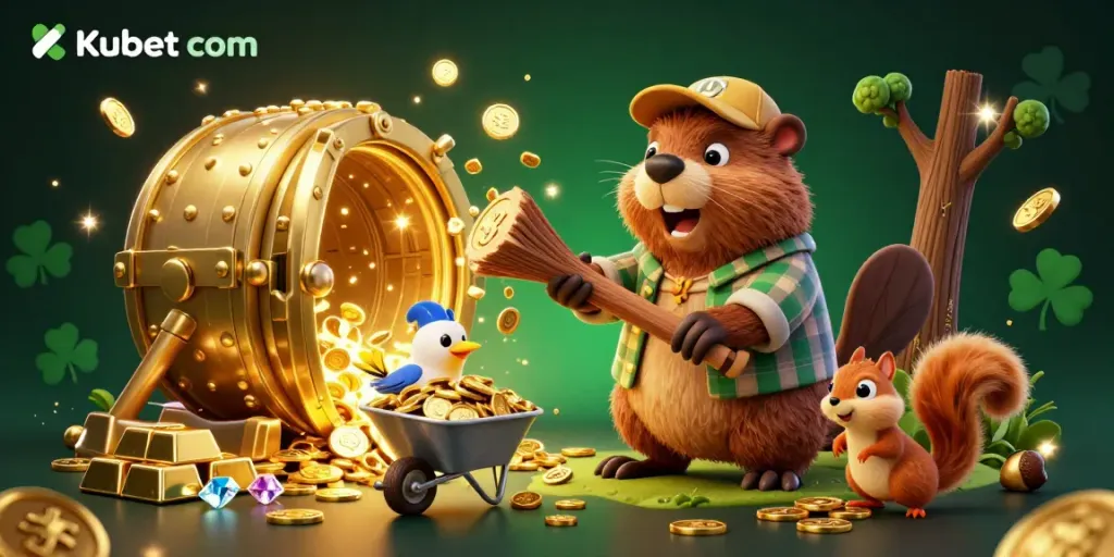 Engage in spirited gaming at Kubet com with vibrant cartoon characters celebrating riches and adventure.