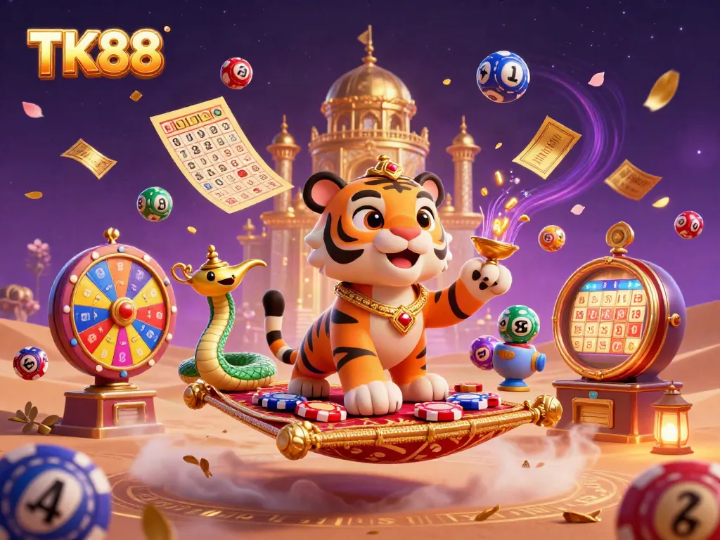 Experience thrilling gaming with TK88 featuring visual elements of a magical casino adventure.