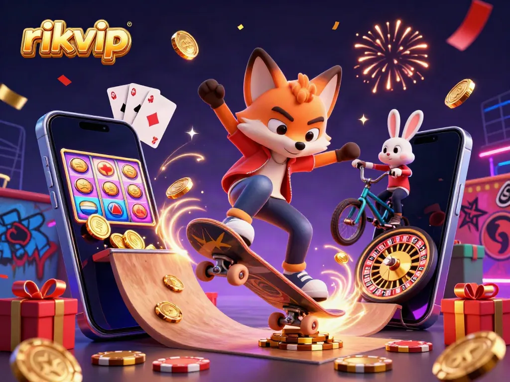 Experience thrilling gaming moments at rikvip with 3D cartoon characters and exciting casino elements.