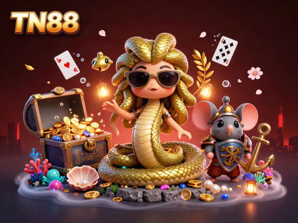 Experience the thrilling TN88 casino adventure alongside vibrant characters and dynamic gaming elements.