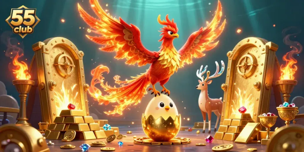 Engage with thrilling games at 55 club featuring vibrant characters and golden treasures.
