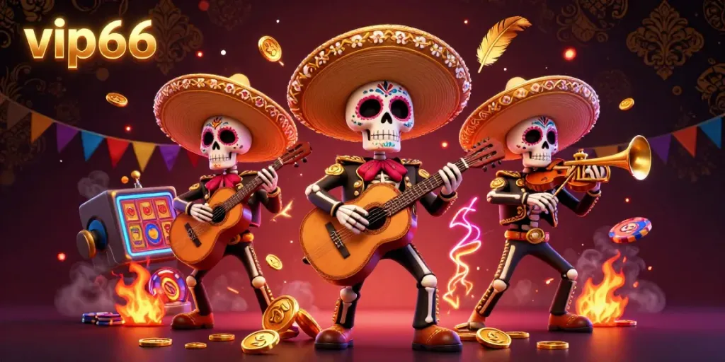 Engage in thrilling casino action with vip66, as a vibrant mariachi band inspires excitement among players.