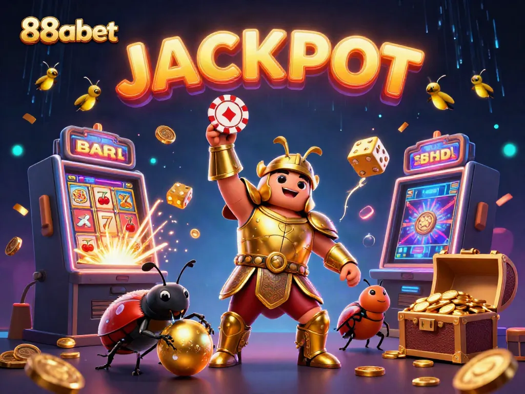 Experience 88abet's thrilling jackpot action in a dynamic gaming scene with illuminating characters.