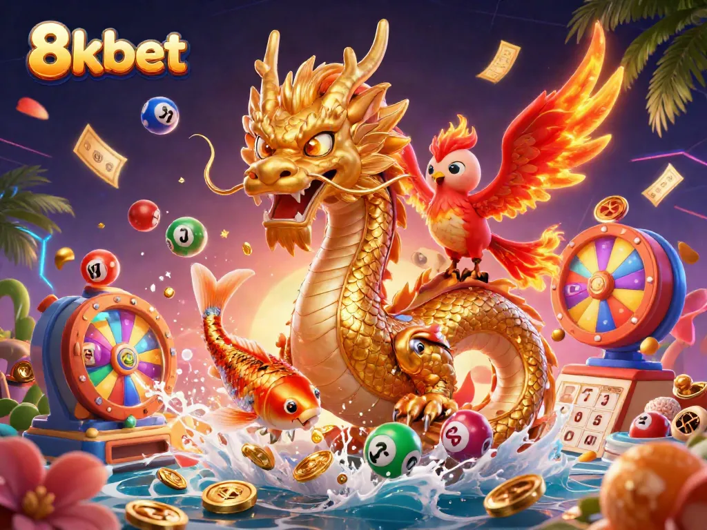 Experience the thrill of 8kbet with vibrant characters and dynamic casino elements.