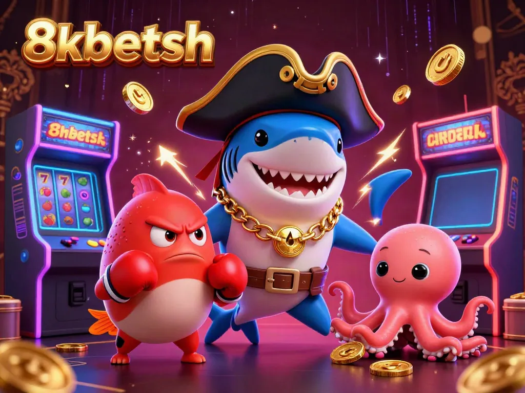 Engage with the thrilling world of 8xbetsh featuring vibrant casino elements, animated characters, and dynamic energy.