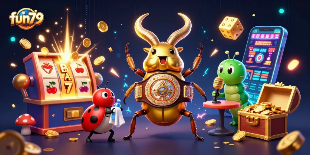 Join the fun79 battle at the casino with an epic showdown featuring a golden stag beetle!