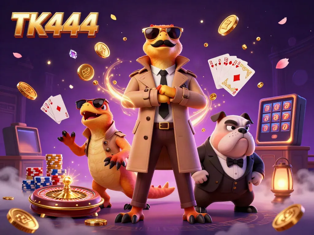 Experience the thrill of TK444 online gaming with raptors in disguise entering a VIP lounge.