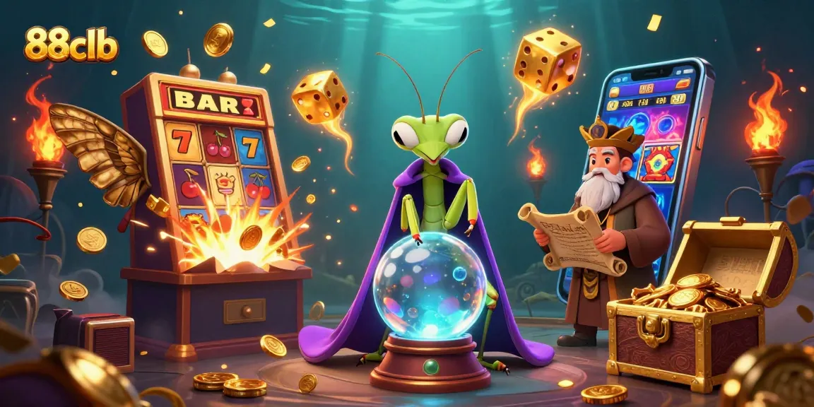 88clb fortune teller revealing slot jackpots in an enchanting casino atmosphere.
