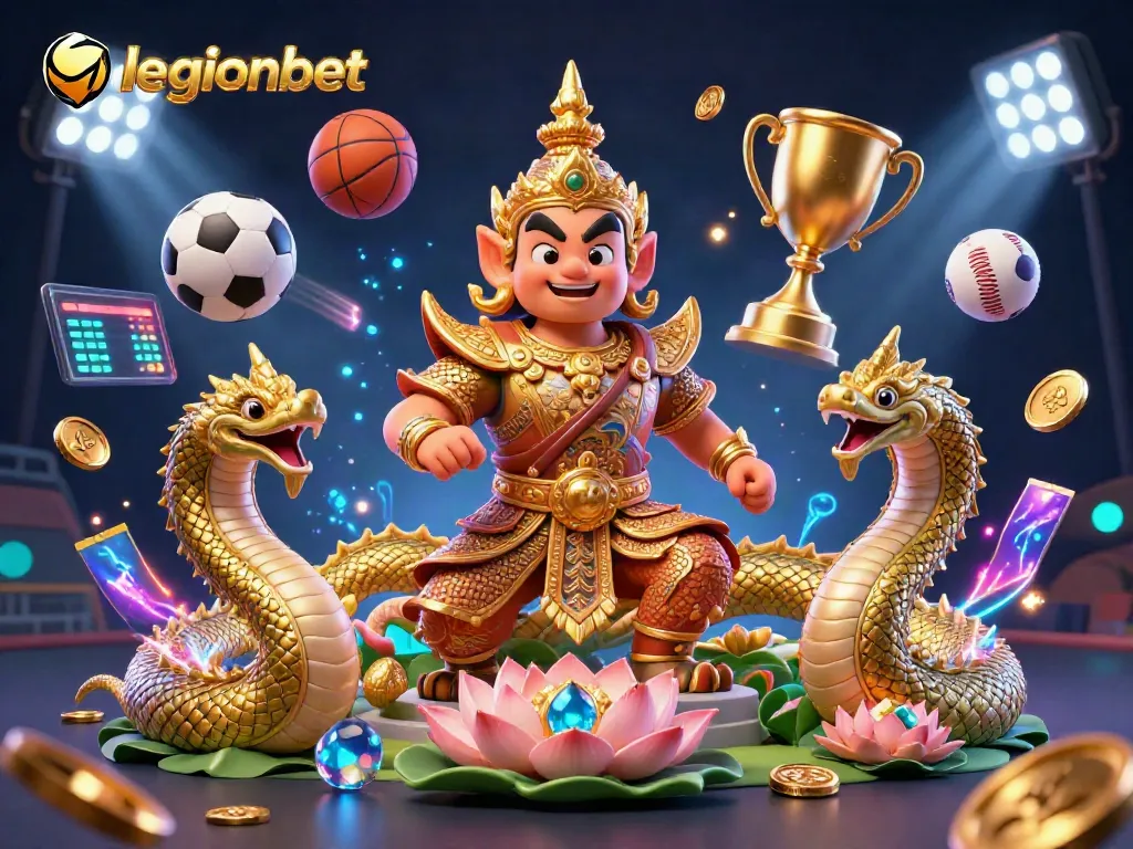 Experience the thrill at legionbet casino with sports balls and a vibrant guardian scene.