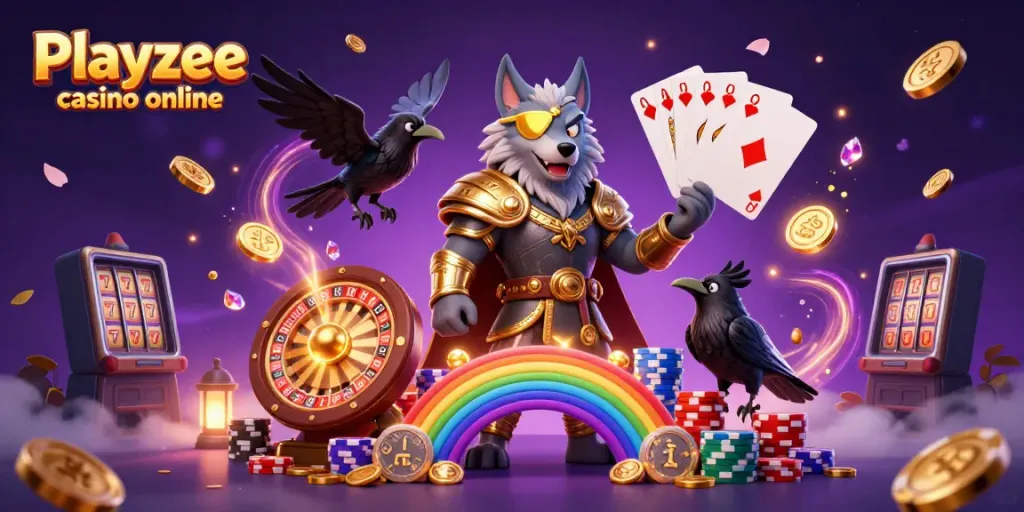 Experience thrilling gameplay at Playzee casino online with vibrant Norse-themed characters and epic casino elements.