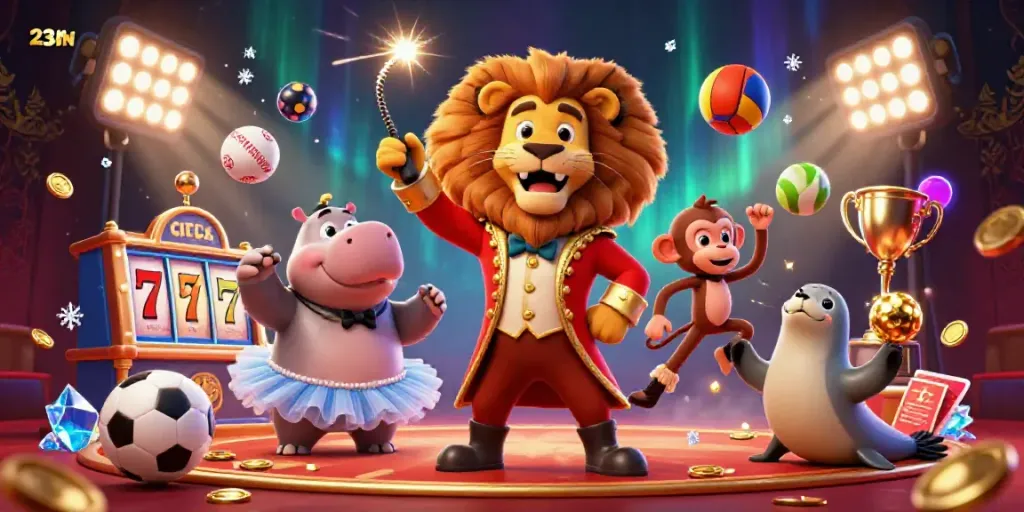 Experience exciting moments in 23WIN with vibrant gaming characters and dynamic casino elements.