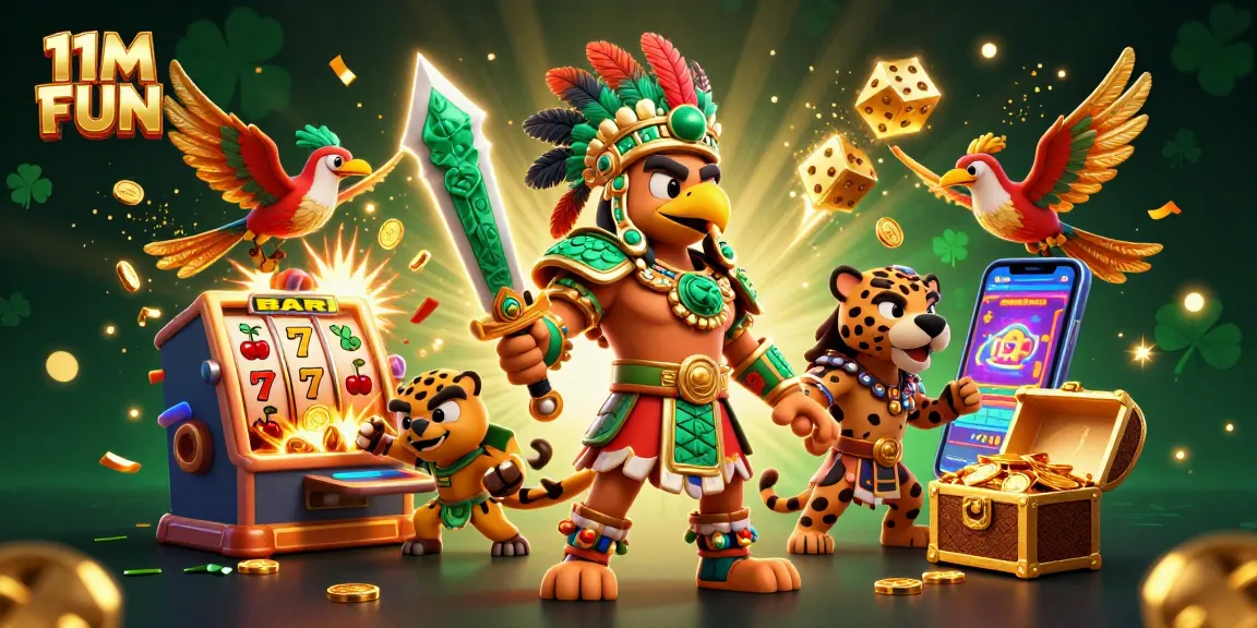 Experience thrilling wins at 11M FUN with dynamic slot action and vibrant characters!