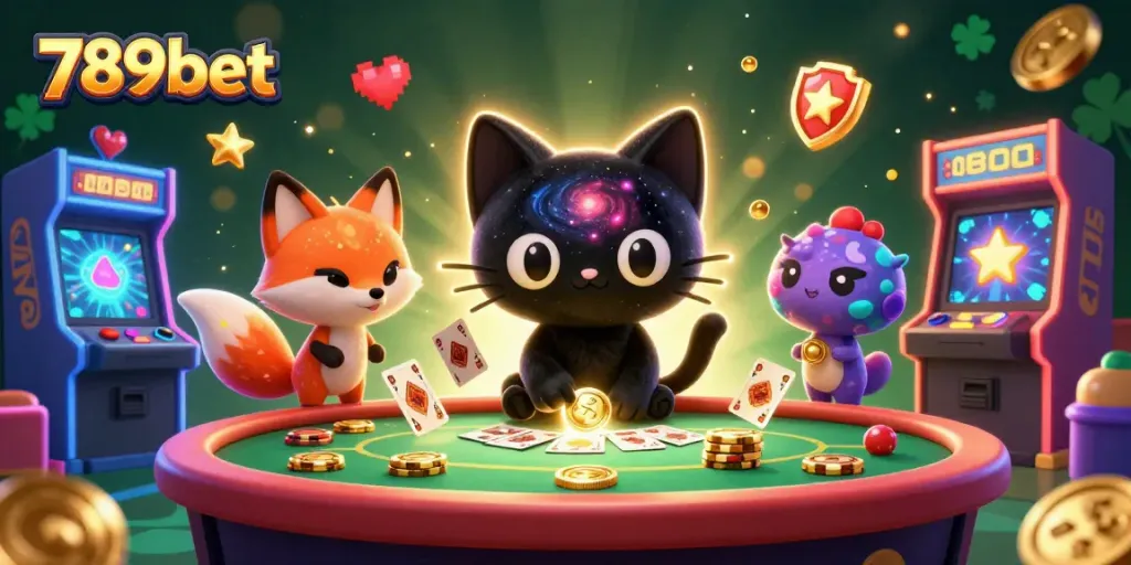 Engage in thrilling gameplay with 789bet's cosmic casino illustration, featuring exciting characters and vibrant game elements.