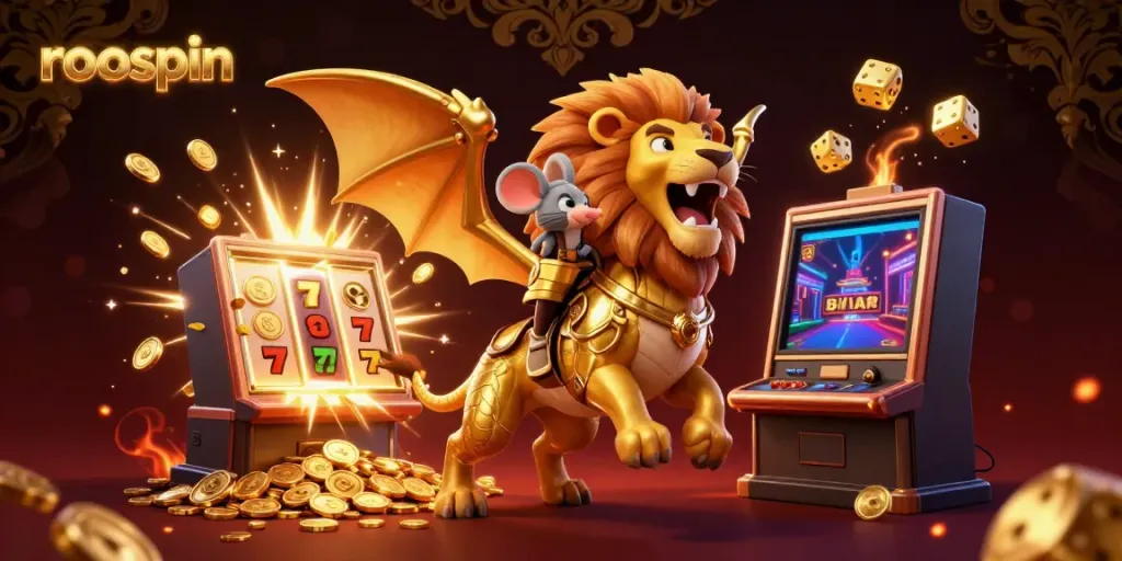 Experience roospin's thrilling jackpot wins with vibrant casino visuals and dynamic gaming elements.