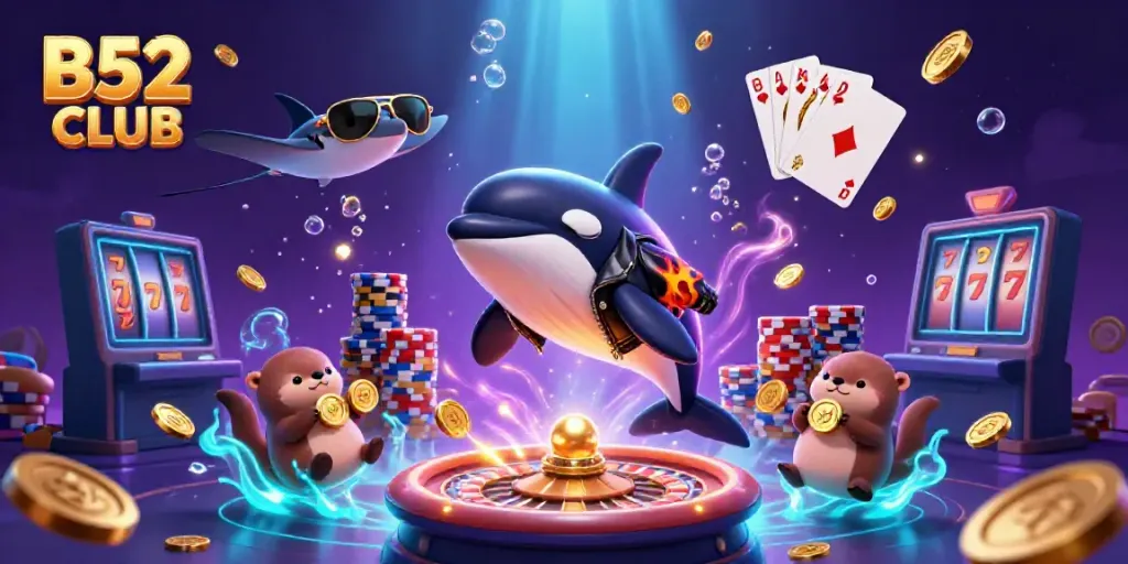 Experience the thrill of B52 CLUB with vibrant casino characters and sparkling treasures.