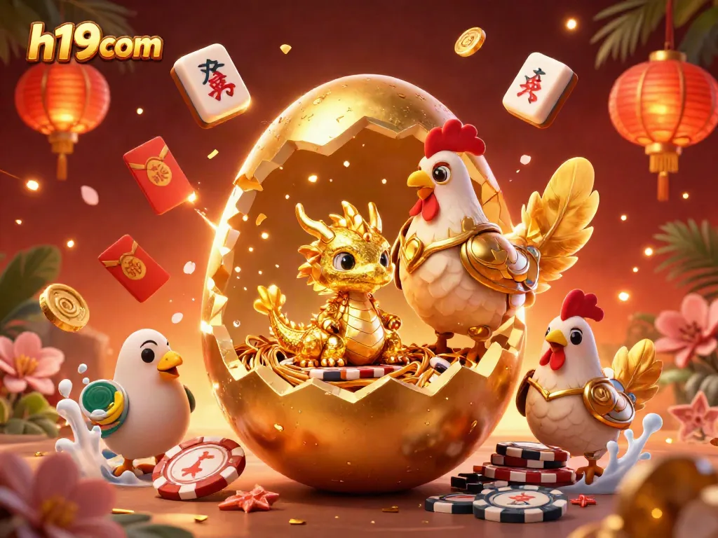Engage in the vibrant world of h19com, featuring a golden dragon and poker chips in a lively casino atmosphere.