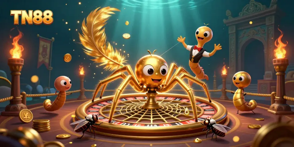 Experience thrilling betting action at TN88 with imaginative 3D casino art featuring game elements.