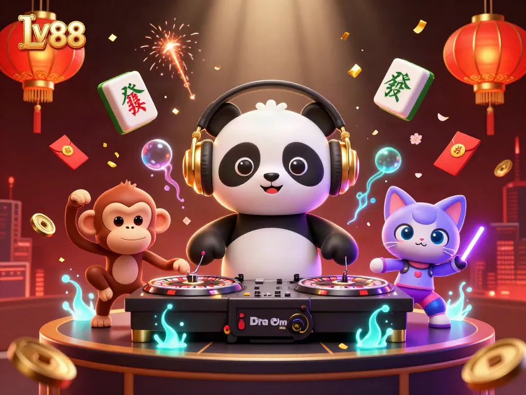 Engage with the vibrant LV88 casino scene featuring dynamic characters in a festive atmosphere.