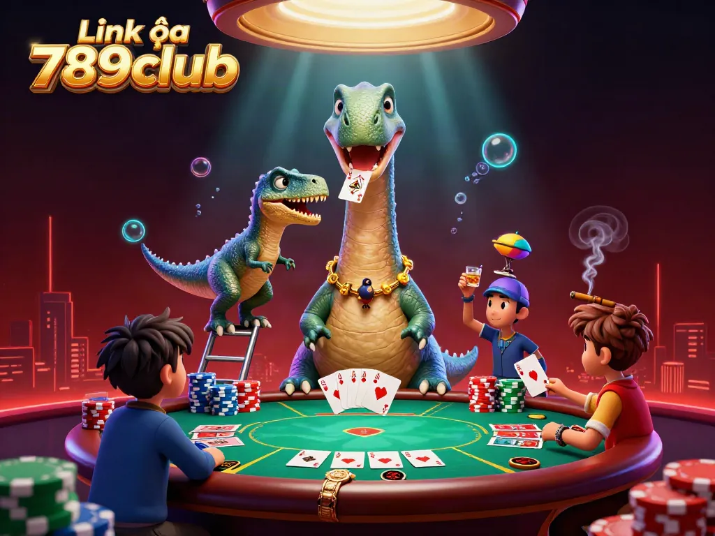 Engage in games with the Link vào 789club featured in a vibrant 3D casino scene.