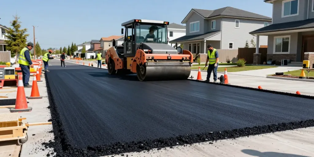 JAK Paving Ltd. team expertly laying asphalt for a durable driveway.