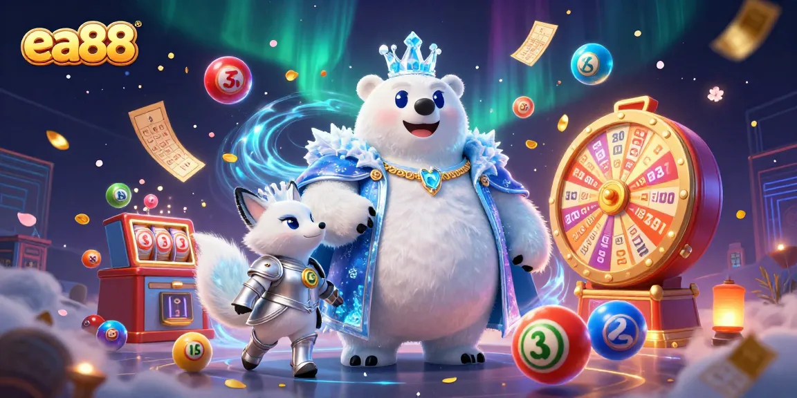 Experience the excitement of ea88 as the ice king polar bear and armored snow fox engage in vibrant lottery and casino games.