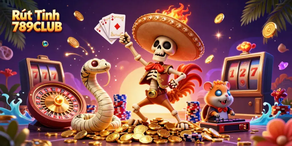 Experience the thrill of Rút Tiền 789CLUB with vibrant, engaging casino characters in a dynamic setting.