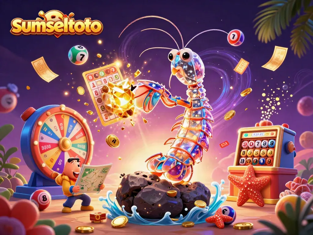 Experience thrilling action with sumseltoto as the galactic samurai mantis shrimp battles for golden gems in a vibrant casino world.