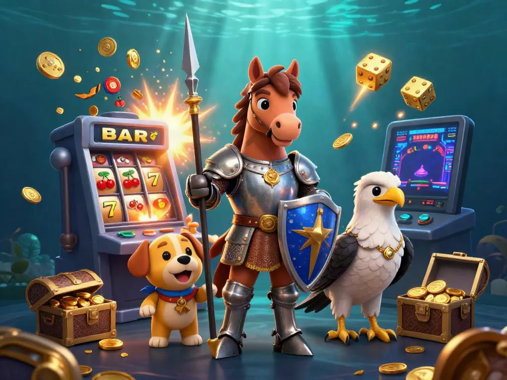 Experience thrilling jackpots at EE88 with a vibrant 3D casino scene featuring knights and dynamic gaming elements.