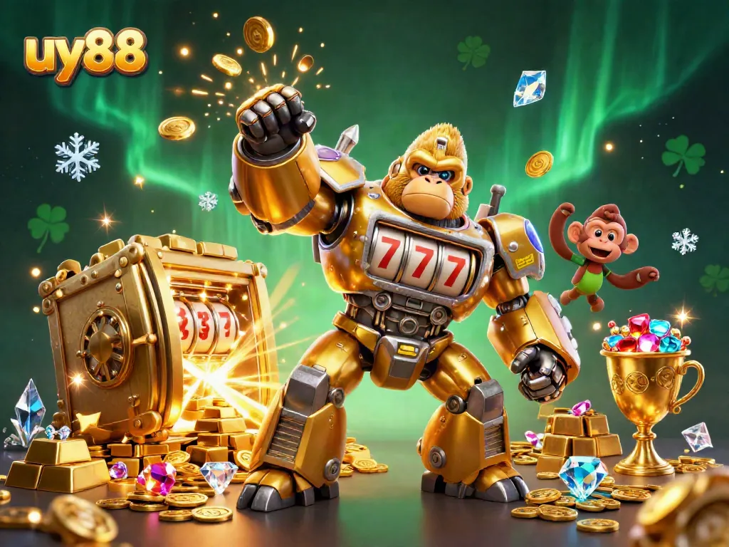 Experience the thrill of winning with uy88's vibrant 3D illustration showcasing exciting casino elements.