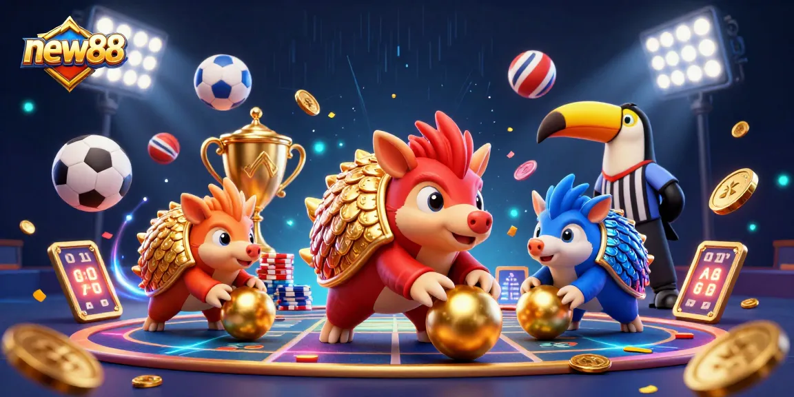 new88 pangolins bowled through poker chips showcasing a vibrant and engaging casino scene.