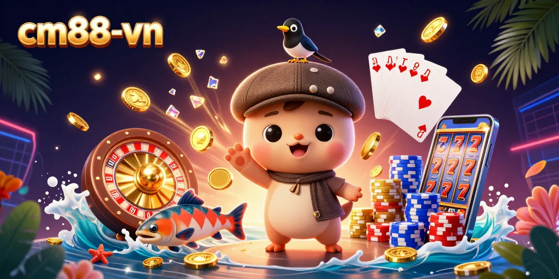 Experience exciting gaming at cm88-vn with thrilling cartoon characters and dynamic casino elements.
