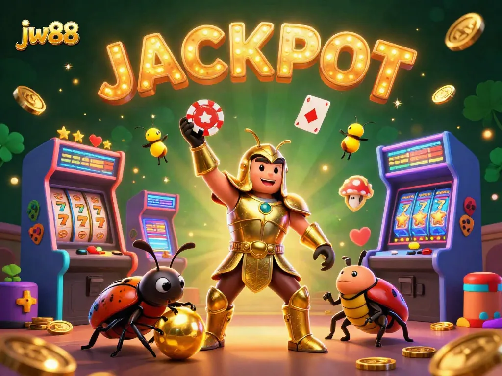 Join the jackpot excitement at jw88 with a winning 3D casino scene showcasing vibrant cartoons and dynamic gaming elements.