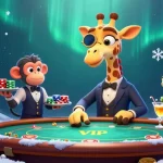 Analyze kèo bóng đá betting strategies with a vibrant 3D casino illustration featuring a high-roller giraffe.