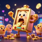 Celebrate massive wins at nbet with an exciting scene featuring cartoon slot machines and colorful game elements.