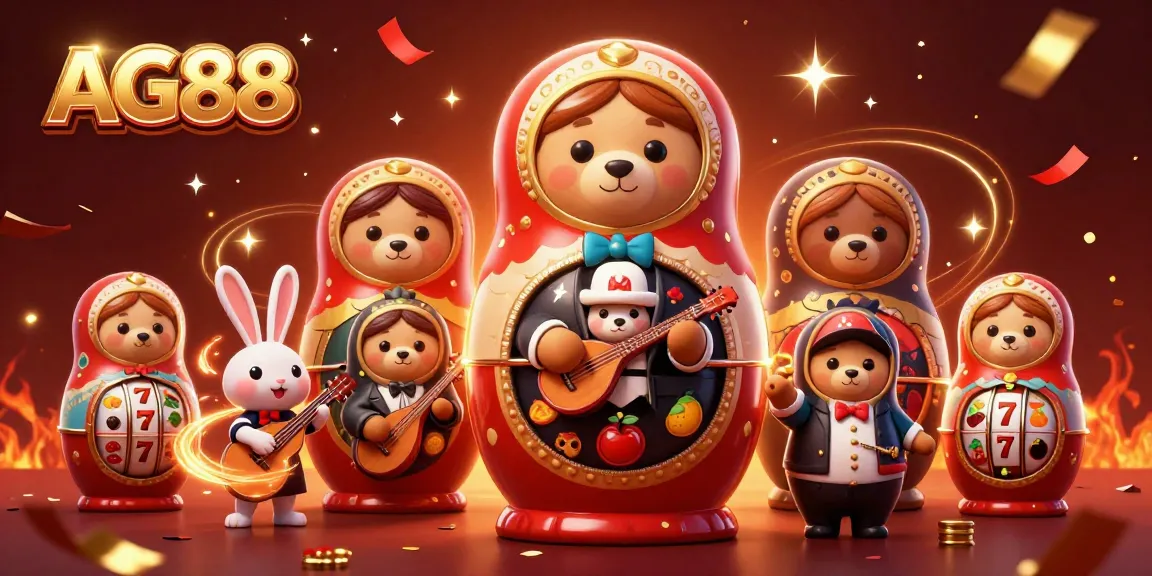 Enjoy AG88 slot fun with vibrant 3D characters, winning symbols, and festive elements.