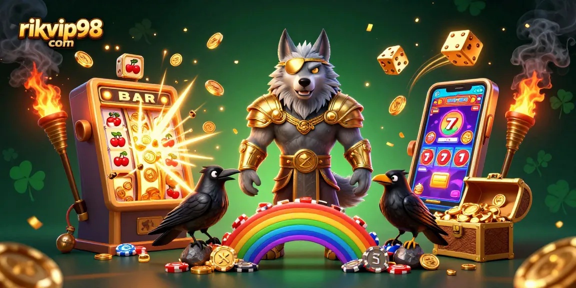 Experience thrilling jackpots with rikvip98 com in this vibrant 3D casino scene.