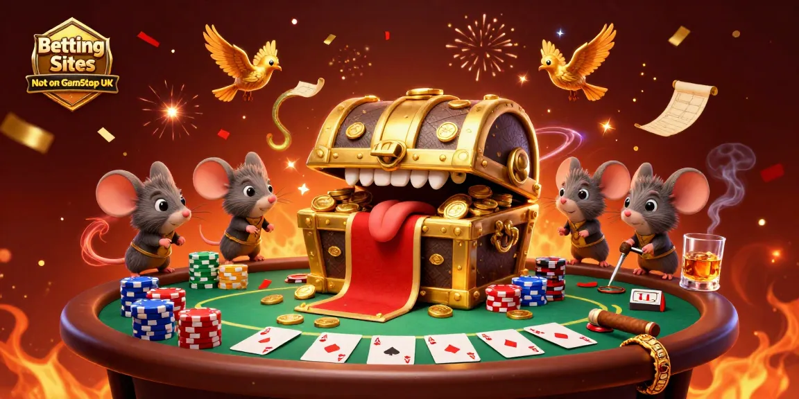 Capture the thrill of Betting Sites Not on GamStop UK with vibrant 3D casino action, poker elements, and golden treasures.