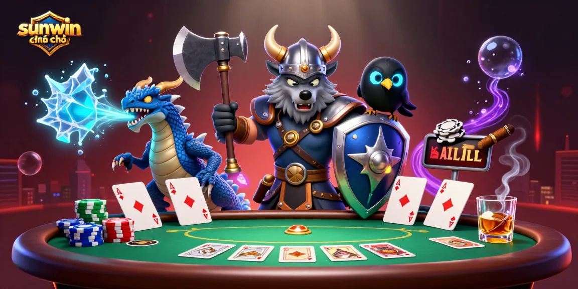 Play exciting games with sunwin chính chủ in this vibrant online casino scene featuring epic characters.