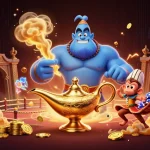 Experience the magic of the 80win link with a powerful genie, poker chips, and casino excitement.