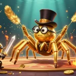 Win big with PP88: Iconic design featuring a golden tarantula and beetle knight in a vibrant casino setting.