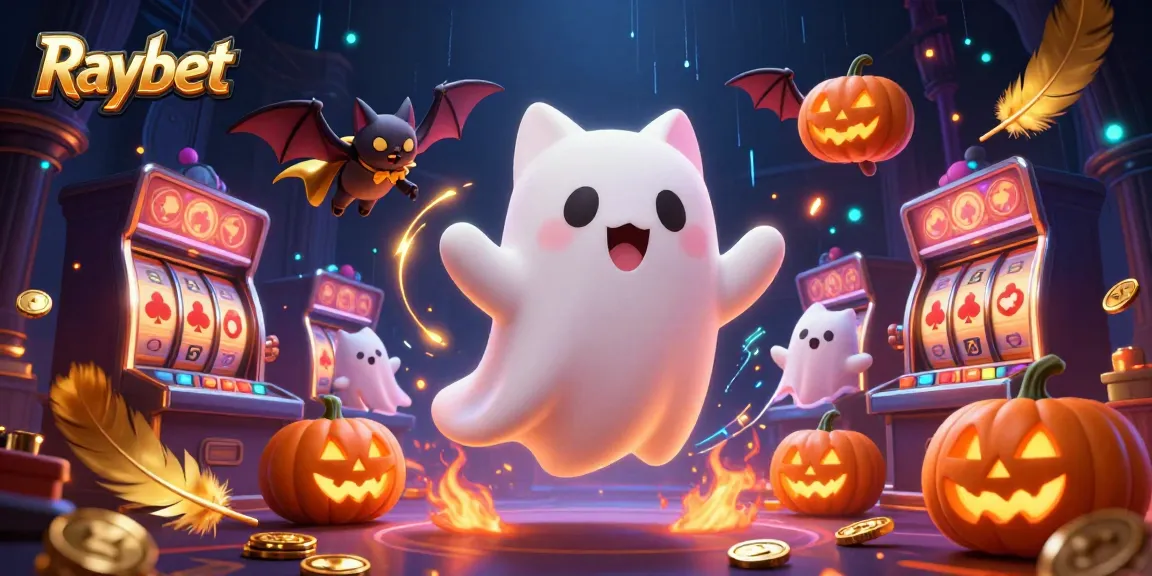 Experience exciting wins at Raybet with a spooky ghost cat and thrilling casino elements.