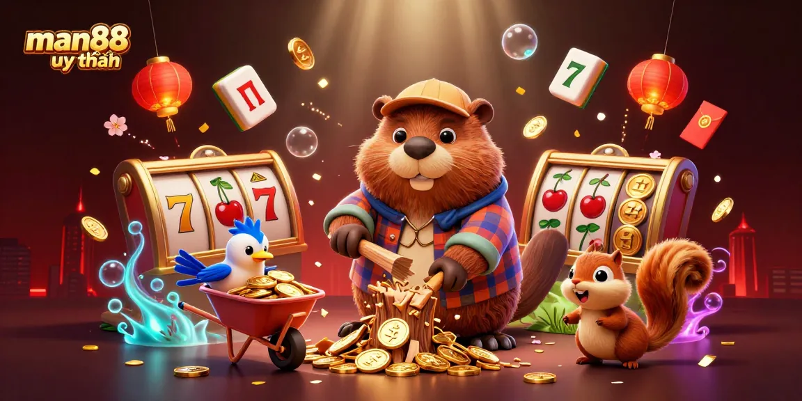 Experience vibrant play with man88 uy tín in a lively 3D casino illustration featuring joyous characters.