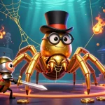 Experience the thrill with xoilac's vibrant casino adventure featuring a golden tarantula and gaming elements.