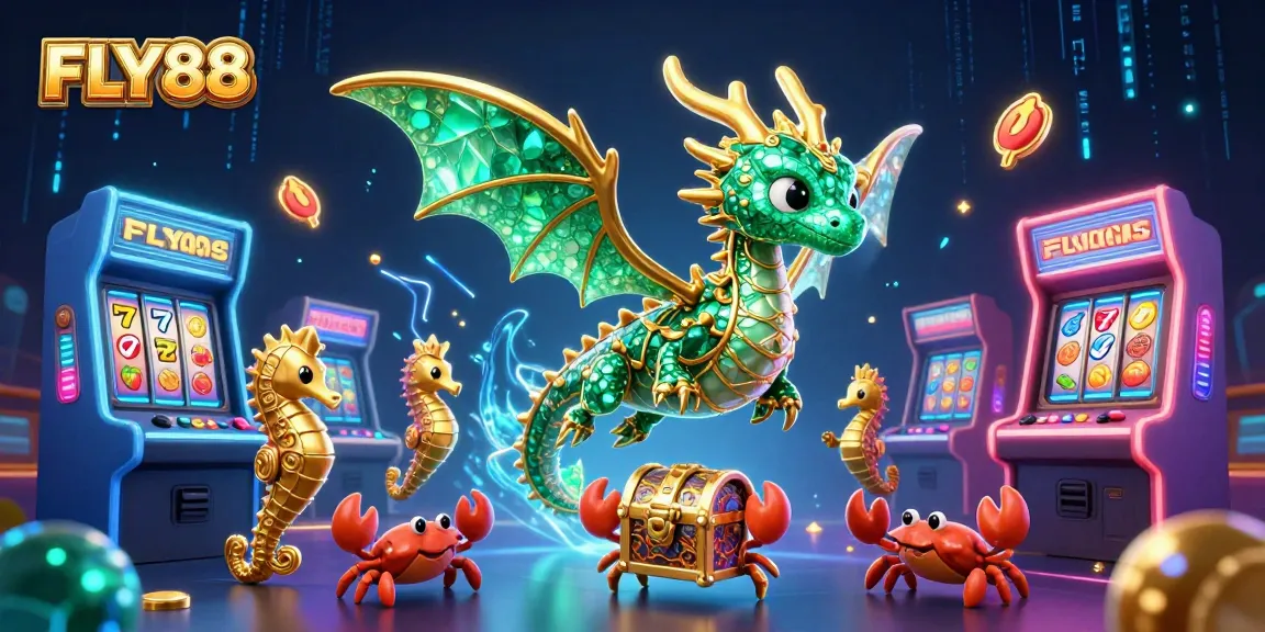 Join the adventure at FLY88, where emerald dragons and treasure chests meet colorful slot machines.
