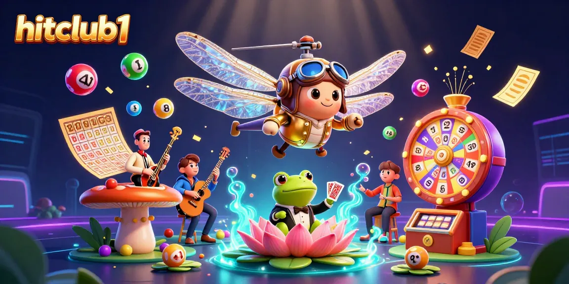 Engage with hitclub1 while enjoying a vibrant, animated casino scene filled with winnings and fun.