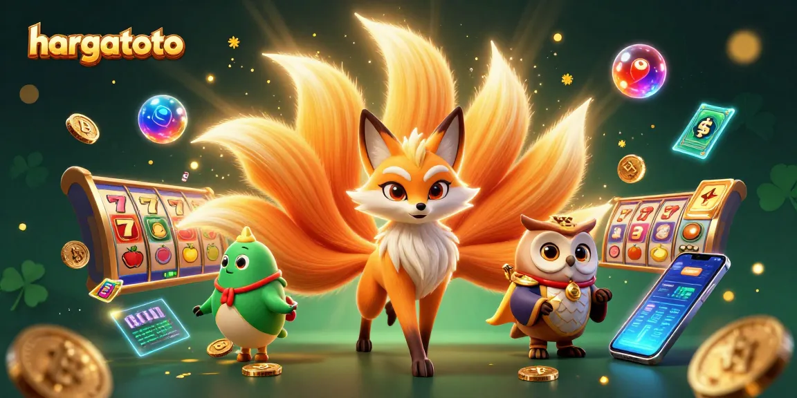Play slots with hargatoto in a vibrant casino scene featuring mystical characters and crypto elements.